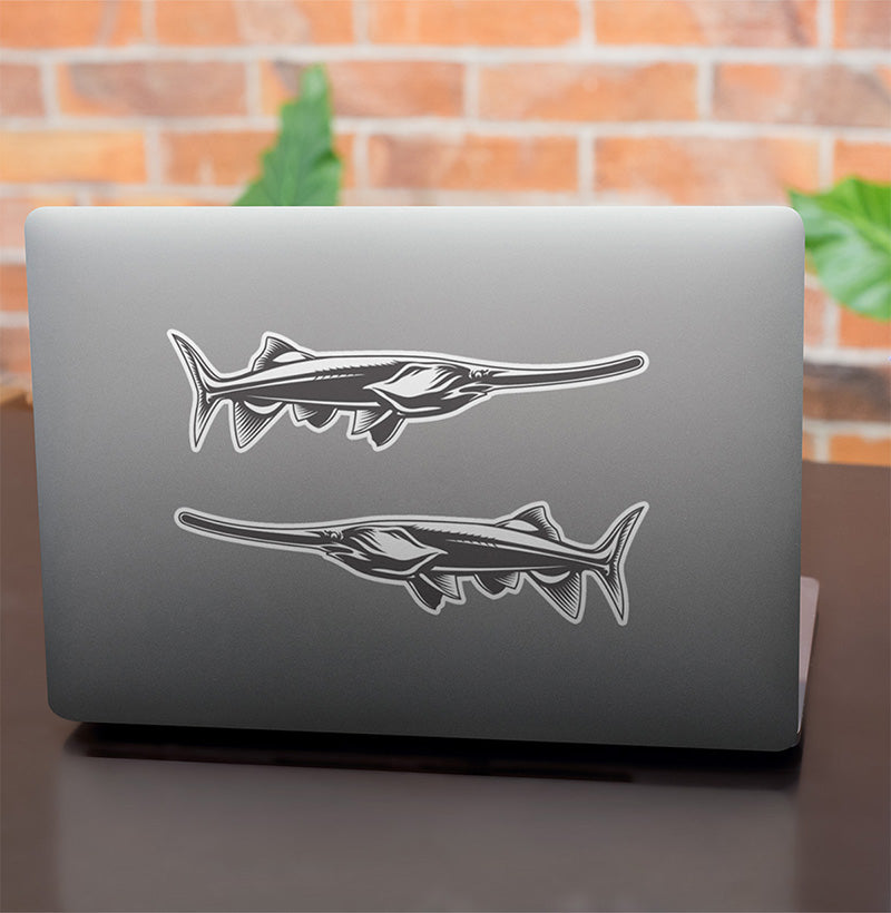 paddlefish stickers on a laptop.