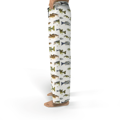 Comfortable pajama pants with colorful fish pattern, perfect for fishing enthusiasts and casual wear.