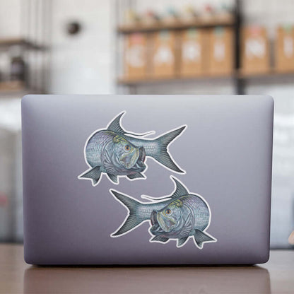 Tarpon stickers on a laptop.