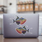 Triggerfish stickers on a laptop.