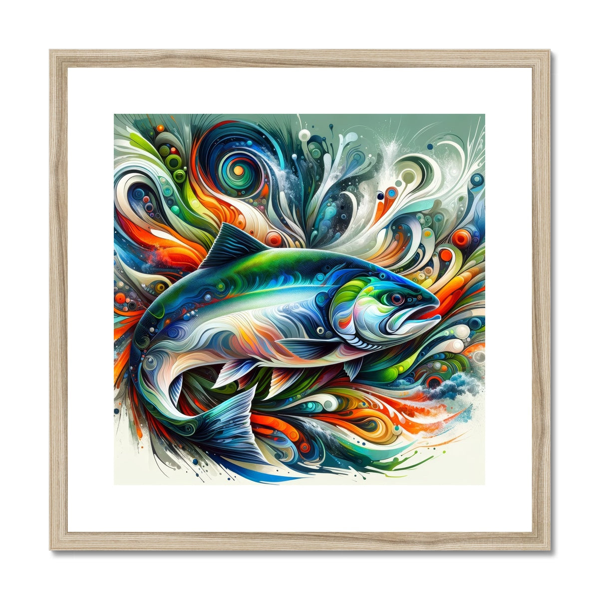 Salmon Abstract Art | Framed and Mounted Print