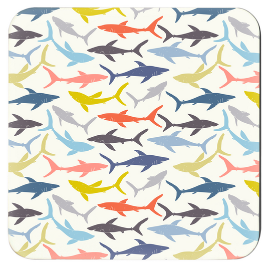 Colorful Reef Sharks Coaster with vibrant marine life design, perfect for fish drink coasters and adding charm to your tabletop.