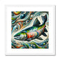 Salmon Abstract Art | Framed and Mounted Print