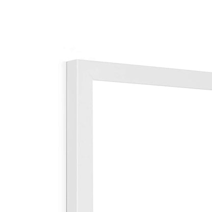 White frame corner detail showing sleek and minimalist modern design.