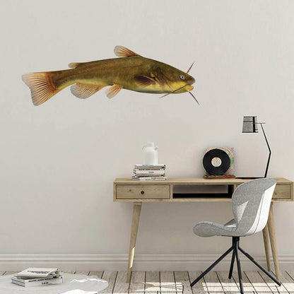 Bullhead Catfish wall decal in home office setting