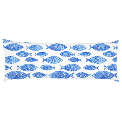 Blue Watercolor Fish Body Pillow - madfishlab.com