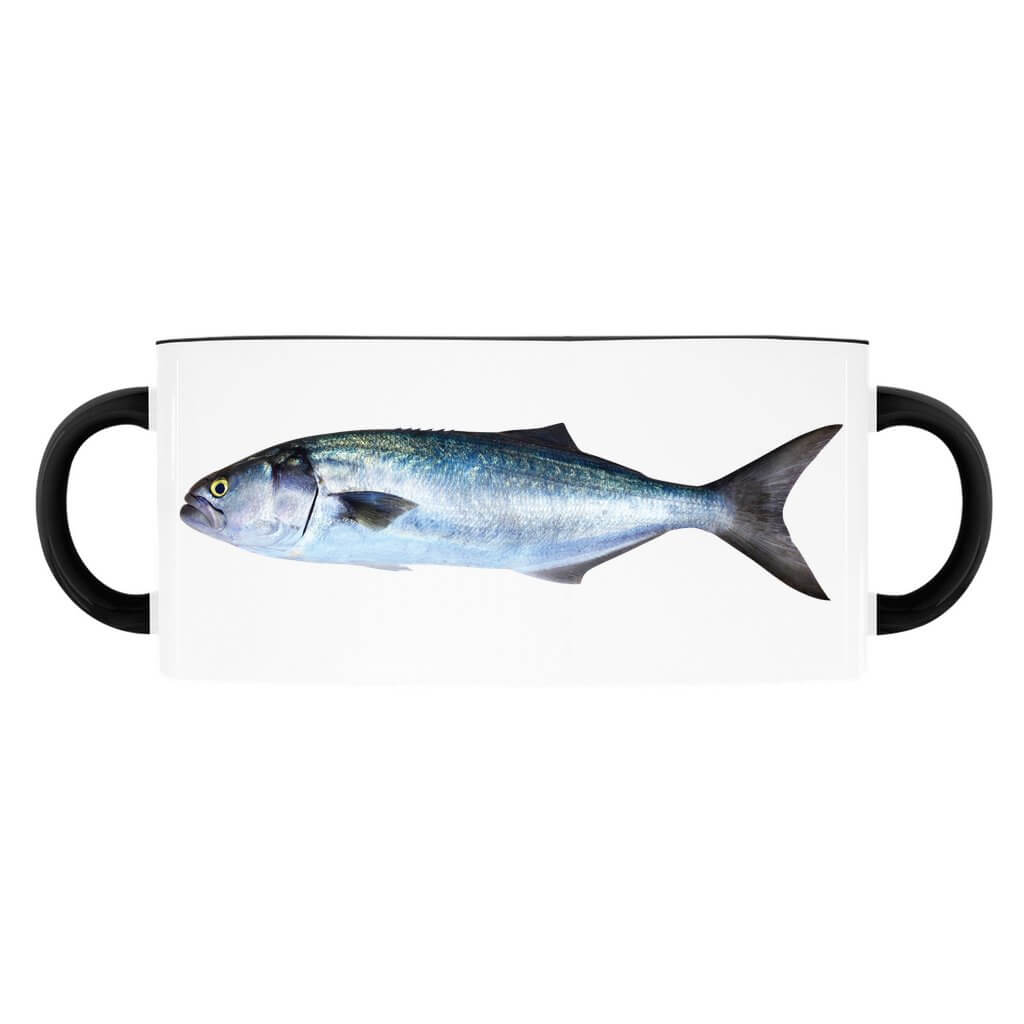 Two-handled mug featuring a realistic fish design on a white background.