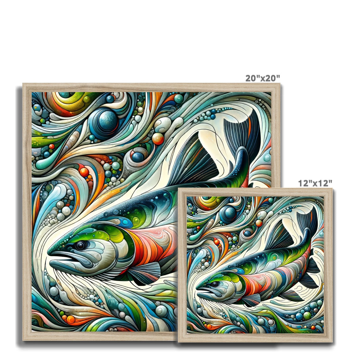 Salmon Abstract Art  | Framed Poster