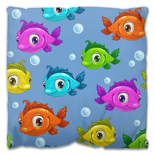 Cartoon Colorful Fish Outdoor Pillow - madfishlab.com