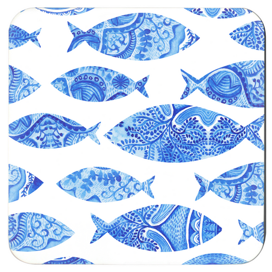 Blue Watercolor Fish | Coasters | Set of 6