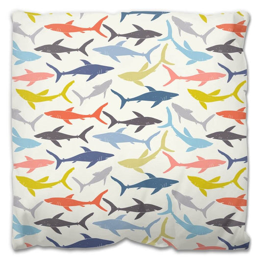 Colorful Sharks Design Outdoor Pillow - madfishlab.com