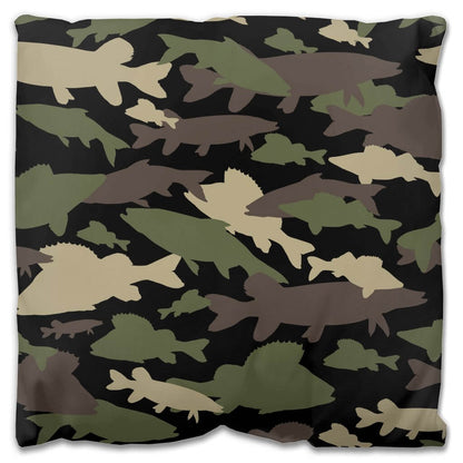 Fish Dark Camo Outdoor Pillow - madfishlab.com