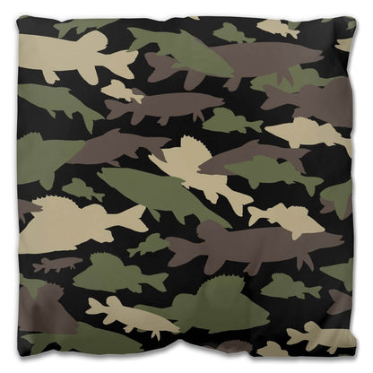 Fish Dark Camo Outdoor Pillow - madfishlab.com