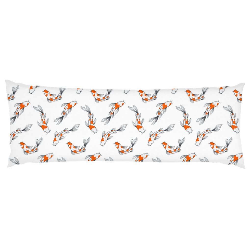 Koi Pattern White Body Pillow - madfishlab.com