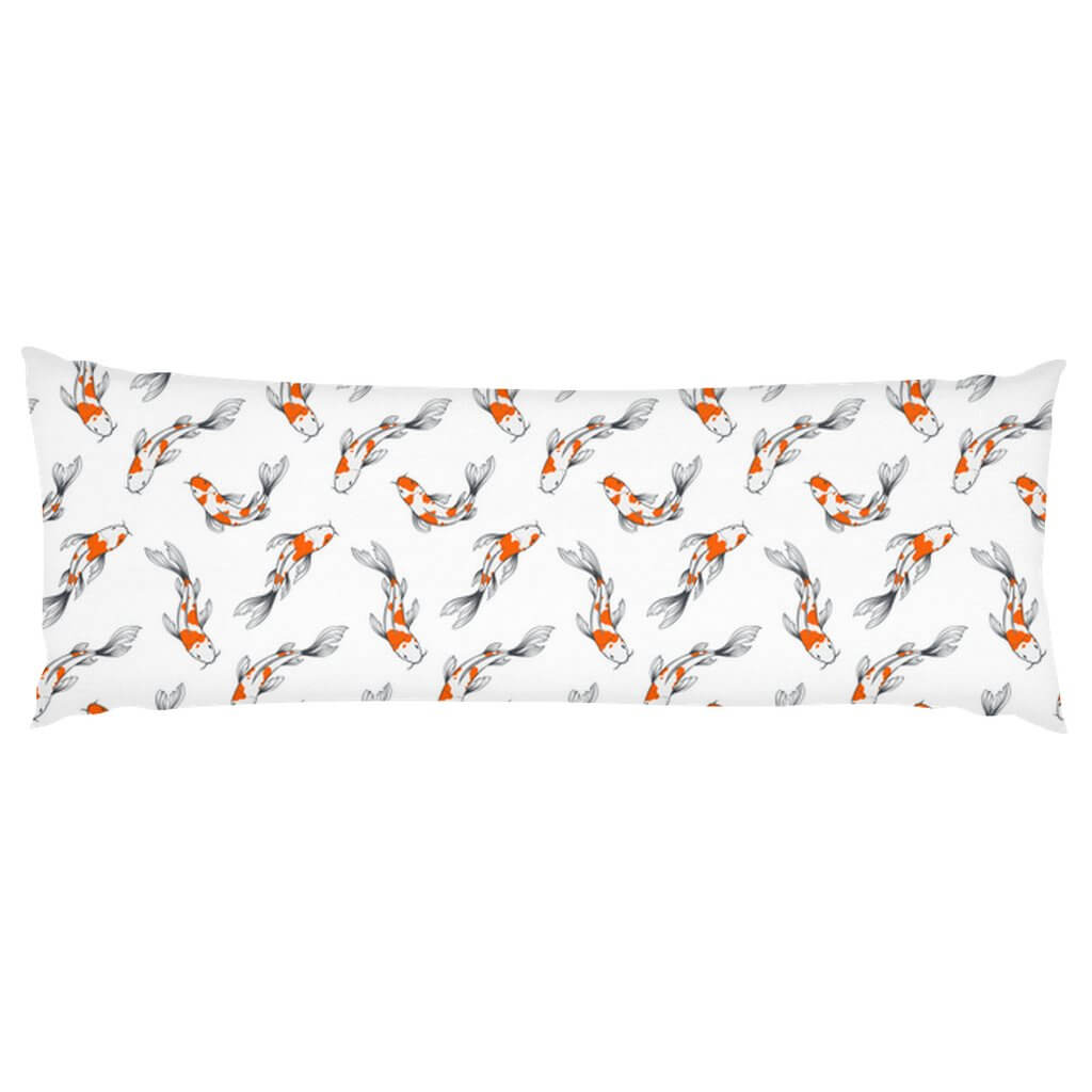 Koi Pattern White Body Pillow - madfishlab.com