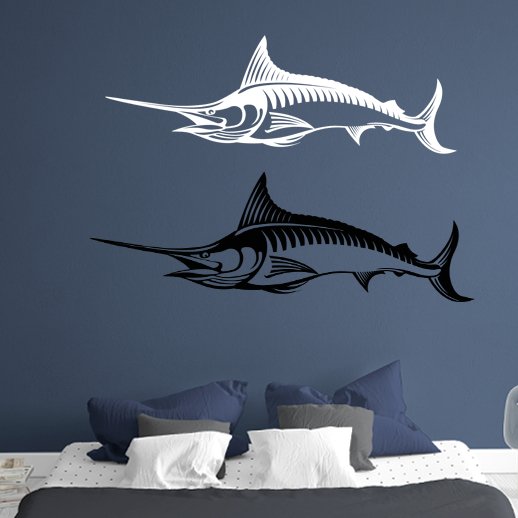 Marlin Wall Decal | 40"- 70" | Many Colors | Left/Right Facing - madfishlab.com